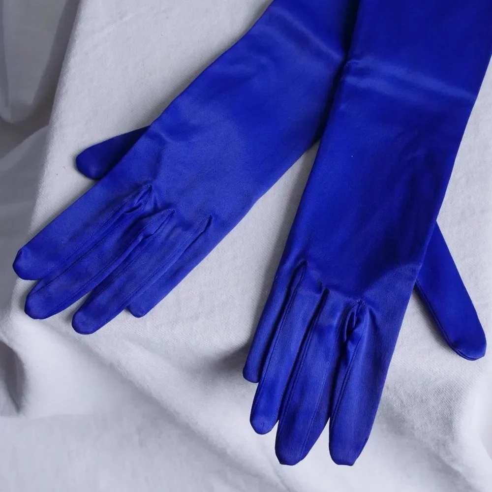 50s cobalt blue satin ball‎ gloves